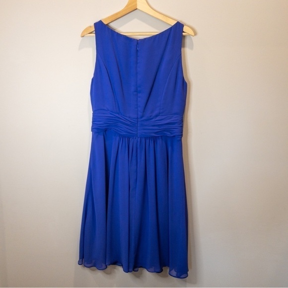 Lauren Ralph Lauren Womens Size 10 Sleeveless Chiffon Dress Pleated Blue Wedding - Picture 5 of 11